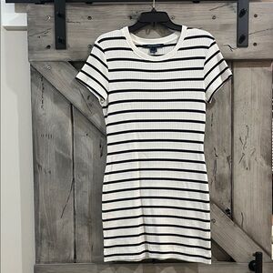 Striped Navy and White Ribbed Dress